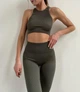 Леггинсы женские бесшовные&nbsp;в рубчик с моделирующим швом сзади Leggings Rib Khaki S/M Зеленые - изображение 2