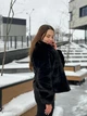 Короткая шуба искусственная под шиншиллу с отложным воротником MNC черный 39rv268 44 - изображение 5