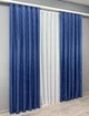 Комплект готовых штор VR-Textil Жаккард Мрамор Al1 № 442ш Синий 150х290 см 2 шт (30-182) - изображение 4