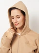 Толтсовка на молнии утепленная с капюшоном женская Adidas All Szn Fleece JV7290 S Бежевая (4068808555531) - изображение 4