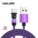 Поворотный Кабель Type-C - USB (2m) на 180° USLION US0132 Purple Провод для Быстрой Зарядки Смартфонов 3.0A Fast Charging и Передачи Данных - изображение 1