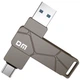 Флешка Двусторонняя USB 3.2+ Type-C OTG Брелок Поворотная 2 в 1 DM PD198 для Windows ПК и Android телефона 512 Гб Black - изображение 1