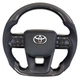 Анатомический руль с подушкой из кожи для Toyota Land Cruiser 200, Prado 150. С подогревом. Карбон. Логотип хром. - изображение 1