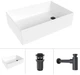 Раковина Helmken 51861000 61 см белая + донный клапан Click-Clack черный матовый + сифон - изображение 2