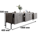 Тумба под телевизор на 3 ящика LION Wood с золотыми ножками 160x40x65 см Бетон темный (LION-042989) - изображение 4