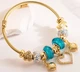 Браслет Twisted Rope с подвесками в форме сердец и шармами - Blue&Gold - изображение 1