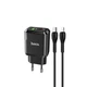Сетевое зарядное устройство Hoco N5 USB QC3.0 3A, Type-C PD - Lightning 1m, Black - изображение 2