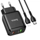 Сетевое зарядное устройство Hoco N5 USB QC3.0 3A, Type-C PD - Lightning 1m, Black - изображение 3