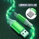 Micro USB кабель со струящейся подсветкой 2А, 1м - высокое качество - зеленый - изображение 3