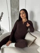 Жіночий однотонний термо-костюм (облягаюча кофта+лосини) Uaclothes 46-48 Коричневий (like35339-157611350) - изображение 3
