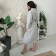 Вафельный халат Luxyart Кимоно размер (42-44) S 100% хлопок серый (LS-3371) - изображение 3