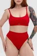 Бавовняний комплект нижньої білизни Basic Fit топ-бра та трусики-сліпи Червоний S - зображення 2