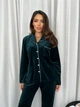 Піжама жіноча тепла велюр кант (штани+сорочка) XL-XXL зелений - зображення 6