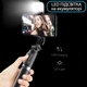 Беспроводная селфипалка Selfie Stick QS2s.2 портативный штатив трипод с подсветкой с пультом дистанционного управления для телефона Android IPhone черная с Bluetooth - изображение 7