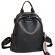 Кожаный женский городской рюкзак Olivia Leather 30х24х13 матовая сумка на плече черная - изображение 2