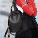 Кожаный женский городской рюкзак Olivia Leather 30х24х13 матовая сумка на плече черная - изображение 10