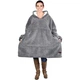 Плед толстовка с капюшоном и рукавами Huggle Hoodie оверсайз. Цвет: серый (064x) - изображение 4