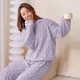 Женский махровый пижамный комплект Косичка теплая домашняя одежда One Size фиолетовый - изображение 3