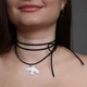Чокер На Шею С Подвеской Белой Горлицы Голубая Птица, Ручная Работа, Шнур Замшевый Черный 150 См (350805) - изображение 4