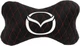 Подушка на подголовник автомобиля EVAtech из алькантары 27 х 16 см Mazda черная с красной нитью малый ромб (SPALMRBRV015) - изображение 1