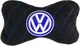 Подушка на підголівник автомобіля EVAtech з алькантари 27 х 16 см Volkswagen чорна з синьою ниткою великий подвійний ромб (SPALHRBLV033) - зображення 1