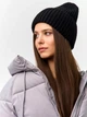 Шапка-бини с широким отворотом One size Черная - изображение 2