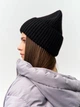 Шапка-бини с широким отворотом One size Черная - изображение 4