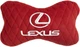 Подушка на подголовник автомобиля EVAtech с алькантарой 27 х 16 см Lexus красная с красной нитью малый ромб (SPALMRRRV035) - изображение 1
