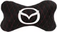 Подушка на підголівник автомобіля EVAtech з алькантари 27 х 16 см Mazda чорна з червоною ниткою малий ромб (SPALMRBRV099) - зображення 1