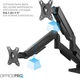 Настільне кріплення для двох моніторів OfficePro MA512B з газліфтом 17-32" 2-9 кг Black (MA512B) - зображення 8