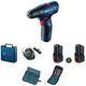 Аккумуляторный шуруповерт Bosch GSR 120-LI 12V с 2 АКБ 2.0Ah зарядным устройством и набором бит и сверл 23 шт 0–1500 об/мин (06019G8002) - изображение 1