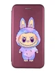 Чехол-книжка бордовый с рисунком на Xiaomi Redmi 12C Лабубу (принт 414) - изображение 1