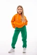 Детский спортивный утепленный костюм Kindamor Warm Autumn Orange для девочки, флис 116 см оранжевый с зеленым - изображение 4