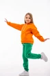 Детский спортивный утепленный костюм Kindamor Warm Autumn Orange для девочки, флис 116 см оранжевый с зеленым - изображение 9