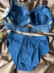 Комплект бюстгальтер push-up + трусики слипы 2386 Weiyesi синий 90D/2XL - изображение 2