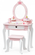 Деревяний туалетний столик Viga з дзеркалом стільцем та аксесуарами Біло-Рожевий (6971608447822) - зображення 1