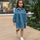Лляна сукня-сорочка для дівчинки з вишивкою та помпонами Trendy Tot 03-01593 індіго 128 см (8 років) - изображение 1