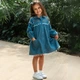 Лляна сукня-сорочка для дівчинки з вишивкою та помпонами Trendy Tot 03-01593 індіго 128 см (8 років) - изображение 3