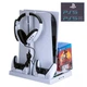 Мультифункциональная охлаждающая подставка OIVO для консоли Sony PlayStation 5 (PS5 / PS5 Digital Edition), зарядная станция для геймпадов DualSense с LED подсветкой, подставка для наушников, 15 дисков, ДУ пульта - изображение 1