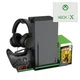 Мультифункциональная вертикальная подставка DOBE для игровой консоли Xbox Series X, зарядная станция с аккумуляторными батареями 800 mAh для геймпада Microsoft Wireless Controller с LED подсветкой статуса зарядки, 10 слотов для дисков - изображение 1