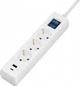 Подовжувач-фільтр мережевий 2E 3 x Тип F 3 x 1.5 мм кв 16A 1 x USB-A 1 x USB-C із захистом від перенапруги 3 м Білий (2E-SP315M3USBWH) - зображення 4