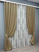Комплект штор VR-Textil Лен Мешковина 100х270 2шт и Тюль 300х270 673ш-1790т Капучино с белым 71-063/1 - изображение 2