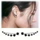 Серьги-кафы серебристые с черными стразами Podarkus BK106-B - изображение 1
