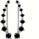Серьги-кафы серебристые с черными стразами Podarkus BK106-B - изображение 2