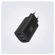 Мережевий зарядний пристрій Make 65W GaN3 2xType-C PD3.0 + USB QC4.0 Black (MCW-6531GBK) - зображення 2