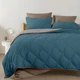 Покрывало стеганное двухстороннее COSAS TAUPE STONE CS7 110x140 см Бежево-голубой - зображення 8