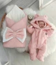 Комплект на выписку для новорожденного Зимний Teddy комбинезон с шапочкой + конверт Розовый (SHd44) - изображение 1