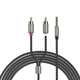 Аудиокабель 3.5мм HOCO UPA10 Double lotus rca audio cable to 3.5mm AUX-RCA(тюльпаны) 150см Черный - изображение 3
