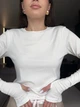 Жіночий легкий лонгслів в рубчик Uaclothes 46-48 Молочний (like35671-160921350) - зображення 3