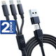 Кабель 3MK Hyper 3 в 1 Type-C USB-A to Type-C micro-USB Lightning 1.5 м Чорний (5903108541244) - зображення 2
